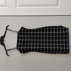 Sheen black and white grid bodycon dress